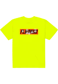 a yellow t - shirt with the word flint on it