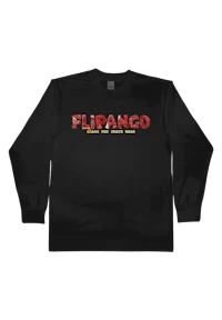 a black long - sleeve t - shirt with the word flintango on it