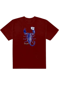 the scorpion t - shirt in maroon